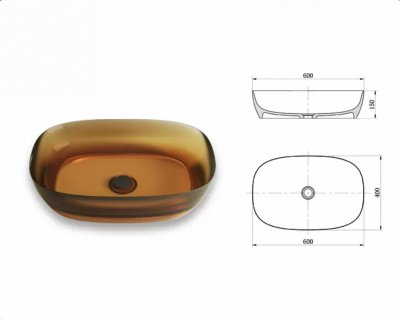 RS-6015G AquaCrystal™ Transparent Resin Countertop Basin