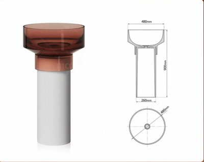 อ่างล้างหน้าเรซิ่นใสแบบแท่นตั้งพื้นทรงกลม LumiPillar™ รุ่น RS-4890C