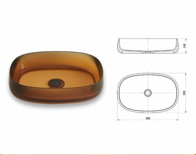 RS-5814O LumiOval™ Transparent Resin Countertop Basin