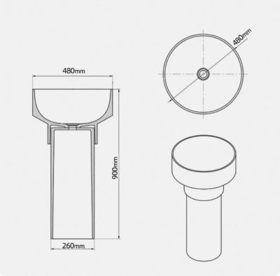 อ่างล้างหน้าเรซิ่นใสแบบแท่นตั้งพื้นทรงกลม LumiPillar™ รุ่น RS-4890C