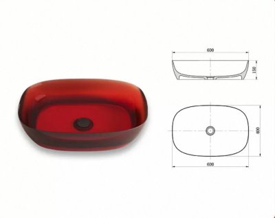 RS-6015G AquaCrystal™ Transparent Resin Countertop Basin