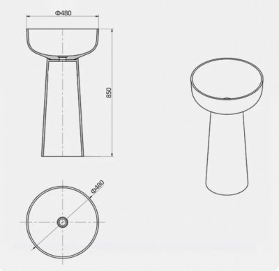 อ่างล้างหน้าเรซิ่นโปร่งใสแบบแท่นตั้งพื้น LumiStem™ รุ่น RS-4885T