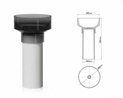 อ่างล้างหน้าเรซิ่นใสแบบแท่นตั้งพื้นทรงกลม LumiPillar™ รุ่น RS-4890C