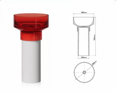 RS-4890C LumiPillar™ Transparent Resin Pedestal Basin