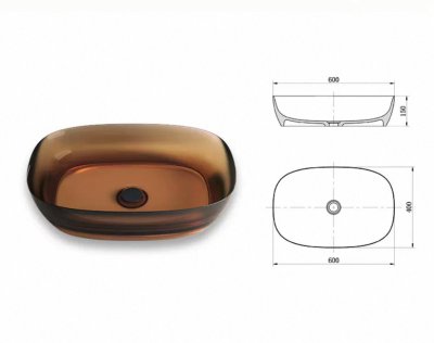 RS-6015G AquaCrystal™ Transparent Resin Countertop Basin