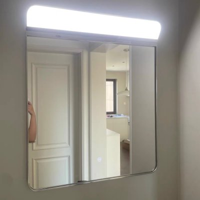 กระจกห้องน้ำอัจฉริยะ LED แบบแขวนผนัง กระจกใสพิเศษพร้อมไฟ LED สำหรับห้องน้ำ ห้องล้างหน้า กรอบสแตนเลส ติดผนังได้ สั่งทำตามขนาด