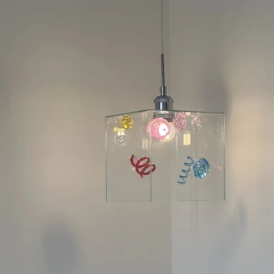 Small Dopamine-Inspired Glass Pendant Light Perfect for bedside areas
