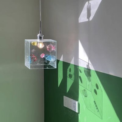 Small Dopamine-Inspired Glass Pendant Light Perfect for bedside areas