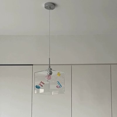 Small Dopamine-Inspired Glass Pendant Light Perfect for bedside areas
