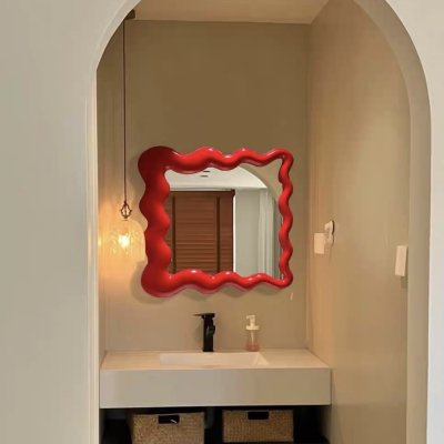 Wave-shaped Bathroom Mirror with Cloud Design