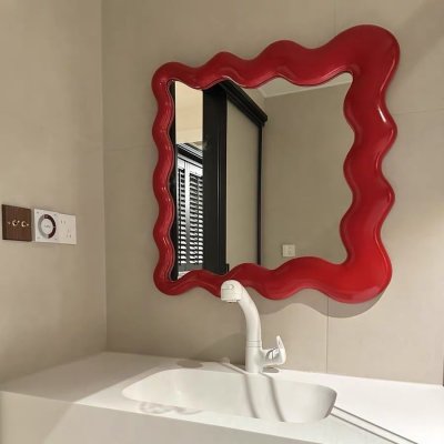 Wave-shaped Bathroom Mirror with Cloud Design