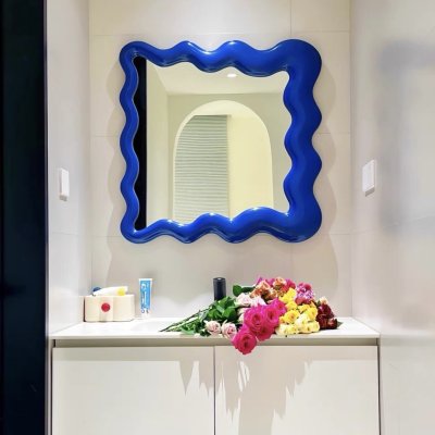 Wave-shaped Bathroom Mirror with Cloud Design
