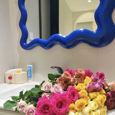 Wave-shaped Bathroom Mirror with Cloud Design