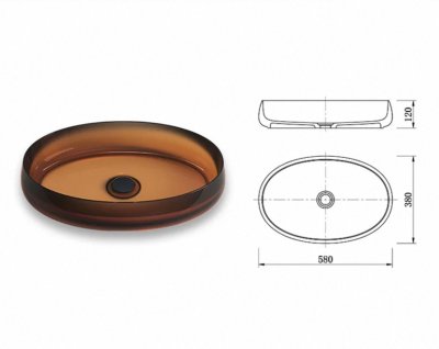 อ่างล้างหน้าเรซิ่นโปร่งใสแบบวางบนเคาน์เตอร์ LumiPure™ รุ่น RS-5812O