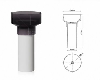 อ่างล้างหน้าเรซิ่นใสแบบแท่นตั้งพื้นทรงกลม LumiPillar™ รุ่น RS-4890C