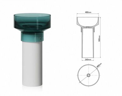 อ่างล้างหน้าเรซิ่นใสแบบแท่นตั้งพื้นทรงกลม LumiPillar™ รุ่น RS-4890C