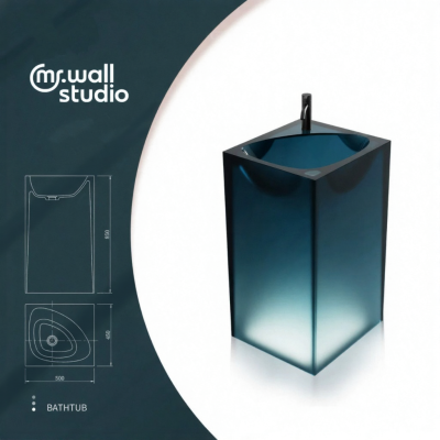 GavynColumn™ Freestanding Transparent Resin Wash Basin