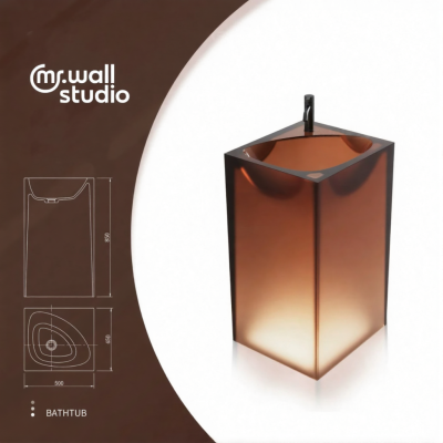 GavynColumn™ อ่างล้างหน้าทรงกระบอกเรซินใสแบบตั้งพื้น