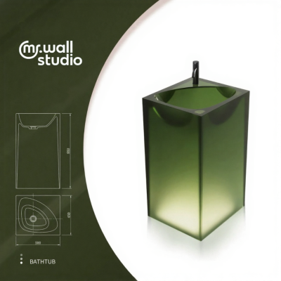 GavynColumn™ Freestanding Transparent Resin Wash Basin