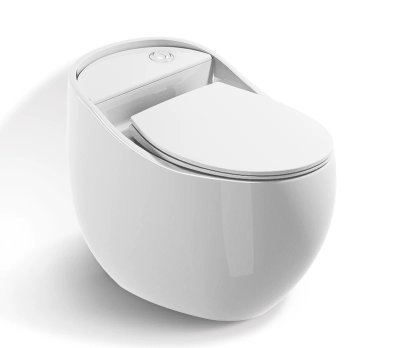 Egg-Shaped Wooden Pattern Toilet — Compact Vintage Style