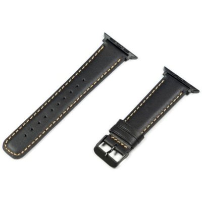 Torrii Apple Watch Band 42mm/44mm – Black with Tan Stiching