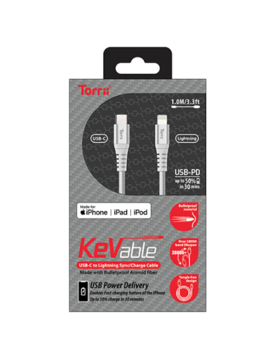 Torrii KeVable USB-C to Lightning Cable (1M-MFI) – Silver