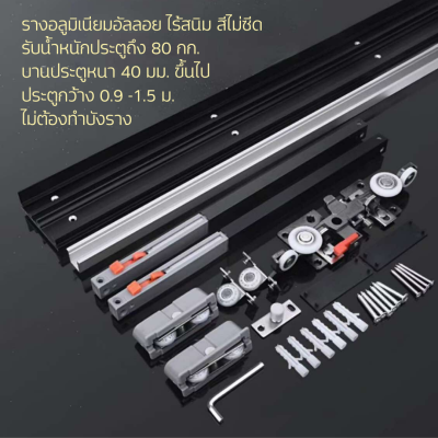 ชุดรางบานเลื่อนแบบซ่อน ปิดนุ่มนวล, 80 กก. (Invisible Sliding Door Track Set, Soft-Closing, 80 kgs.)