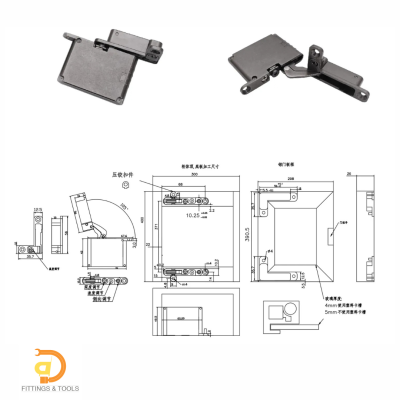 บานพับ Air Hinge สำหรับตู้เฟรมอลูมิเนียม เปิดได้ 105 องศา ปิดนุ่มนวล 1 คู่  ( Aluminum Frame Door 105 Degree Air Hinge, Soft Closing , 1 pair)