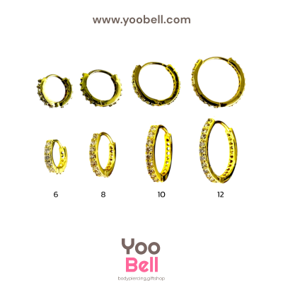 จิวหู ห่วงเพชร 2 ข้าง stainless ห่วงหนา2.5mm