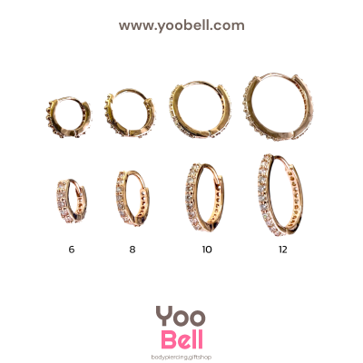 จิวหู ห่วงเพชร 2 ข้าง stainless ห่วงหนา2.5mm