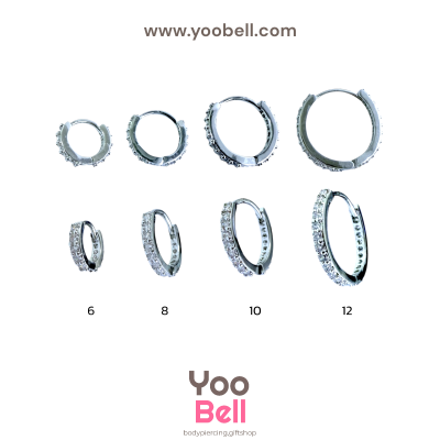 จิวหู ห่วงเพชร 2 ข้าง stainless ห่วงหนา2.5mm