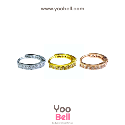 จิวหู ห่วงเพชร 2 ข้าง stainless ห่วงหนา2.5mm