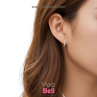 จิวหู ห่วงเพชร 2 ข้าง stainless ห่วงหนา2.5mm