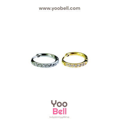 จิวหู ห่วงเพชร 1 ข้าง stainless ห่วงหนา1.6mm