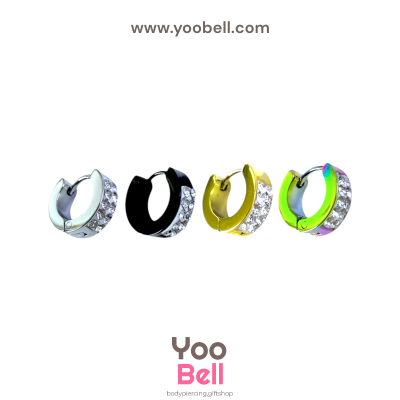 จิวหู ห่วงเพชร 1 ข้าง stainless ห่วงหนา4mm