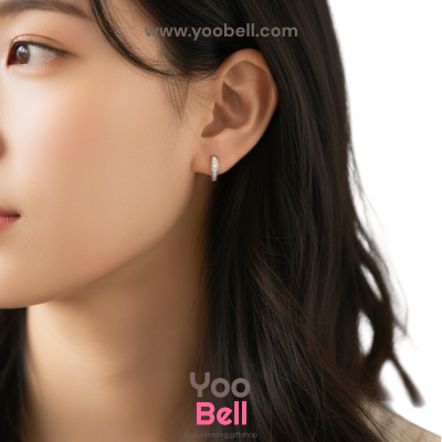 จิวหู ห่วงเพชร 1 ข้าง stainless ห่วงหนา2.5mm