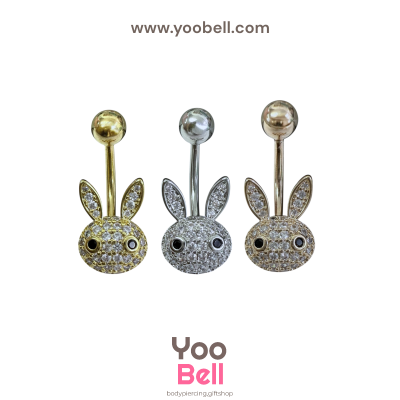 จิวสะดือ กระต่าย stainless ก้าน1.6mm