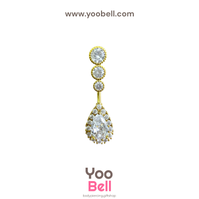 จิวสะดือ เพชรทรงหยดนํ้า stainless ก้าน1.6mm