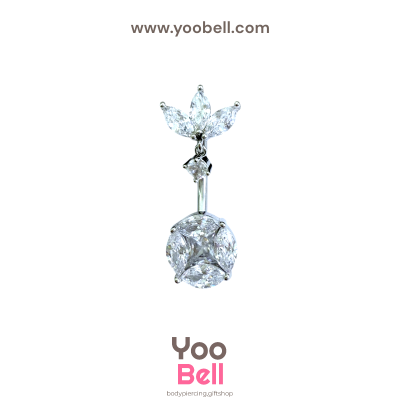 จิวสะดือ เพชรทรงกลม หัวหยดนํ้า ห้อยดาว