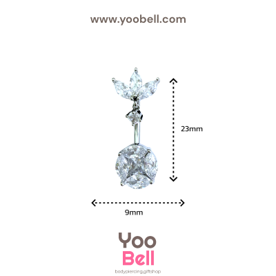 จิวสะดือ เพชรทรงกลม หัวหยดนํ้า ห้อยดาว