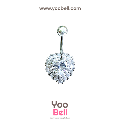 จิวสะดือ หัวใจ ขอบหยดนํ้าเพชร