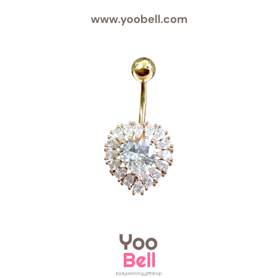 จิวสะดือ หัวใจ ขอบหยดนํ้าเพชร