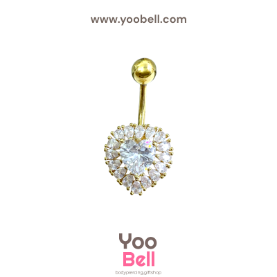 จิวสะดือ หัวใจ ขอบหยดนํ้าเพชร