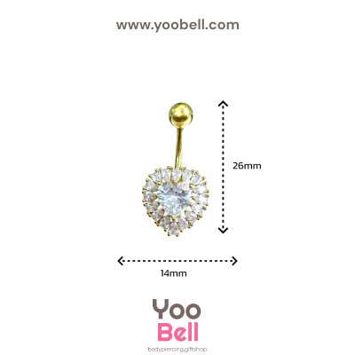 จิวสะดือ หัวใจ ขอบหยดนํ้าเพชร