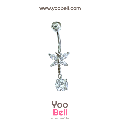 จิวสะดือ แมลงปอ ห้อยเพชรกลม