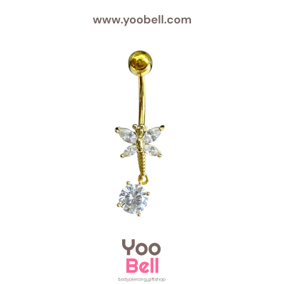 จิวสะดือ แมลงปอ ห้อยเพชรกลม