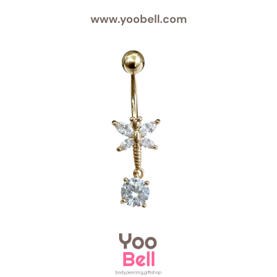 จิวสะดือ แมลงปอ ห้อยเพชรกลม