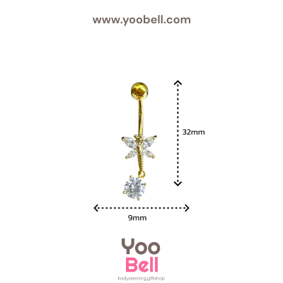 จิวสะดือ แมลงปอ ห้อยเพชรกลม