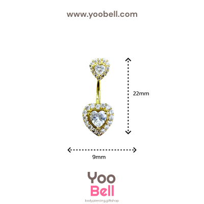 จิวสะดือ หัวใจเพชร หัวหมุดรูปหัวใจ