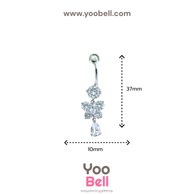 จิวสะดือ ผีเสื้อเล็ก ห้อยเพชรหยดนํ้า